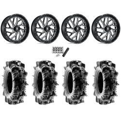 Terache Aztex XL 33x9-18 (8ply) Tires on Fuel Triton Gloss Black Milled Wheels