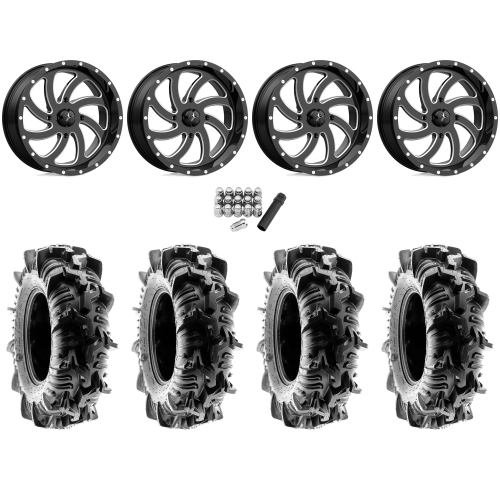 Terache Aztex XL 33x9-18 (8ply) Tires on MSA M36 Switch Gloss Black Milled Wheels