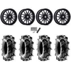 Terache Aztex XL 33x9-18 (8ply) Tires on MSA M55 Commander Gloss Black Milled Wheels
