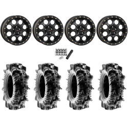 Terache Aztex XL 33x9-18 (8ply) Tires on System 3 Offroad SB-7 Matte Black Beadlock Wheels