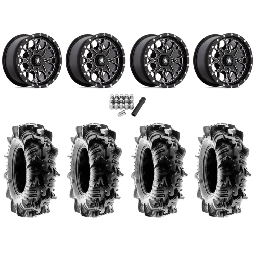 Terache Aztex XL 34.5x9-16 (8ply) Tires on MSA M45 Portal Gloss Black Milled Wheels