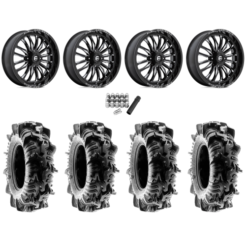 Terache Aztex XL 35x9-20 (8ply) Tires on Fuel Arc Gloss Black Milled Wheels