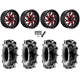 Terache Aztex XL 35x9-20 (8ply) Tires on Fuel Kompressor Gloss Black Milled Red Wheels