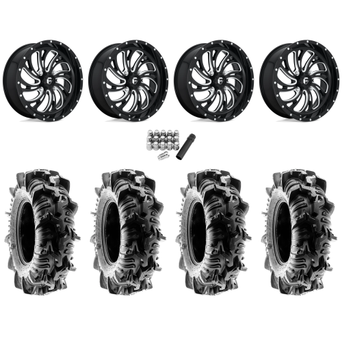 Terache Aztex XL 35x9-20 (8ply) Tires on Fuel Kompressor Gloss Black Milled Wheels