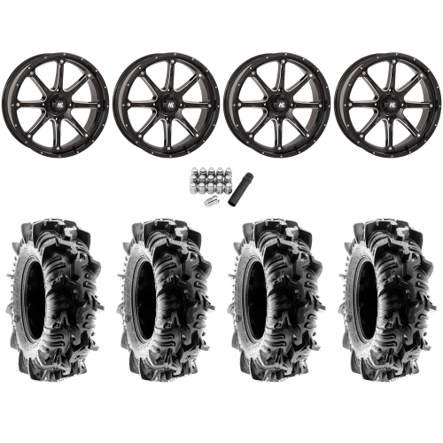 Terache Aztex XL 35x9-20 (8ply) Tires on High Lifter HL4 Gloss Black Wheels