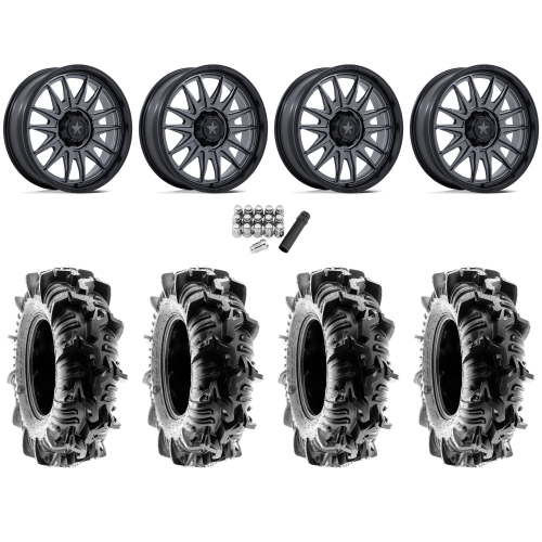 Terache Aztex XL 35x9-20 (8ply) Tires on MSA M55 Commander Matte Gunmetal Wheels