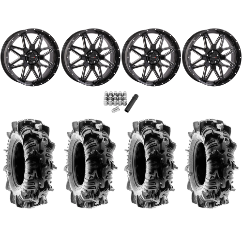 Terache Aztex XL 35x9-20 (8ply) Tires on System 3 Offroad ST-7 Gloss Black Milled Wheels