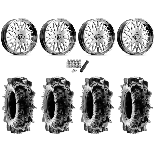 Terache Aztex XL 38x9-22 (8ply) Tires on KG1 Forged KU014 Trident Polished Wheels