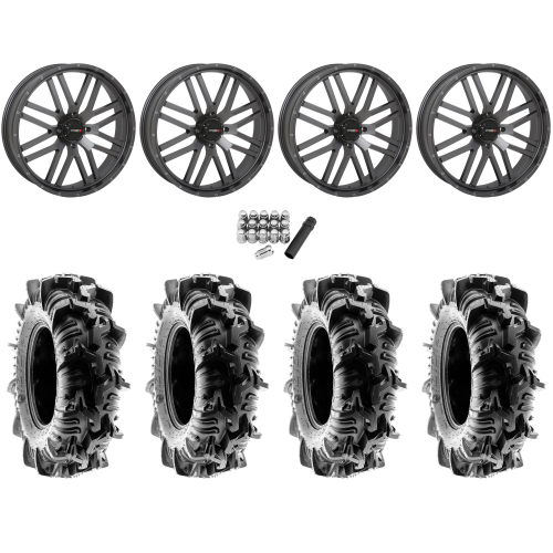 Terache Aztex XL 38x9-22 (8ply) Tires on System 3 Offroad Gunmetal Grey Wheels