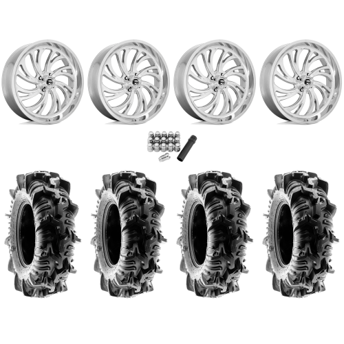 Terache Aztex XL 44x9.5-24 (8ply) Tires on Fuel Kompressor Polished Wheels