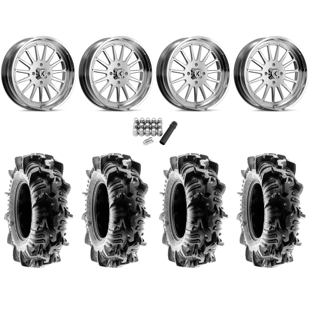 Terache Aztex XL 44x9.5-24 (8ply) Tires on KG1 Forged KU016 Rays Polished Wheels, complete kit