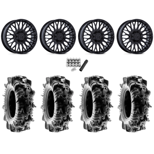 Terache Aztex XL 44x9.5-24 (8ply) Tires on MSA M50 Clubber Gloss Black Wheels