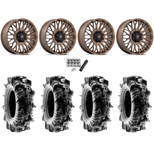 Terache Aztex XL 44x9.5-24 (8ply) Tires on MSA M50 Clubber Matte Bronze Wheels