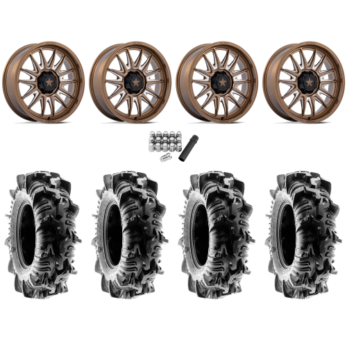 Terache Aztex XL 44x9.5-24 (8ply) Tires on MSA M55 Commander Gloss Bronze Milled Wheels