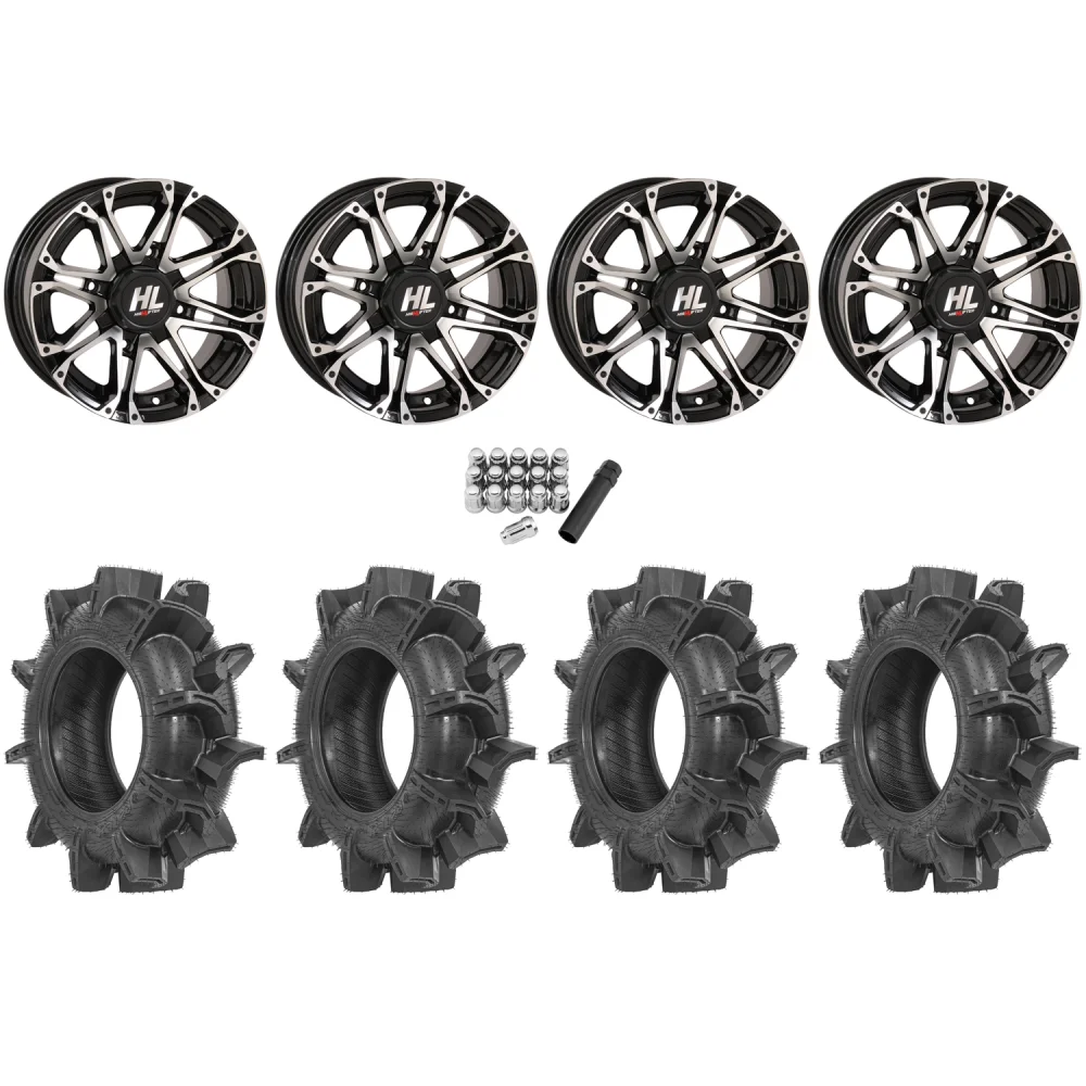 Terache Aztex XX 32x8.5-14 Tires on High Lifter HL3 Machined Wheels, complete kit