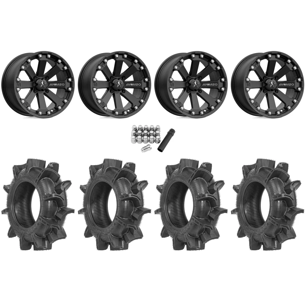 Terache Aztex XX 32x8.5-14 Tires on MSA M20 Kore Satin Black Wheels, complete kit