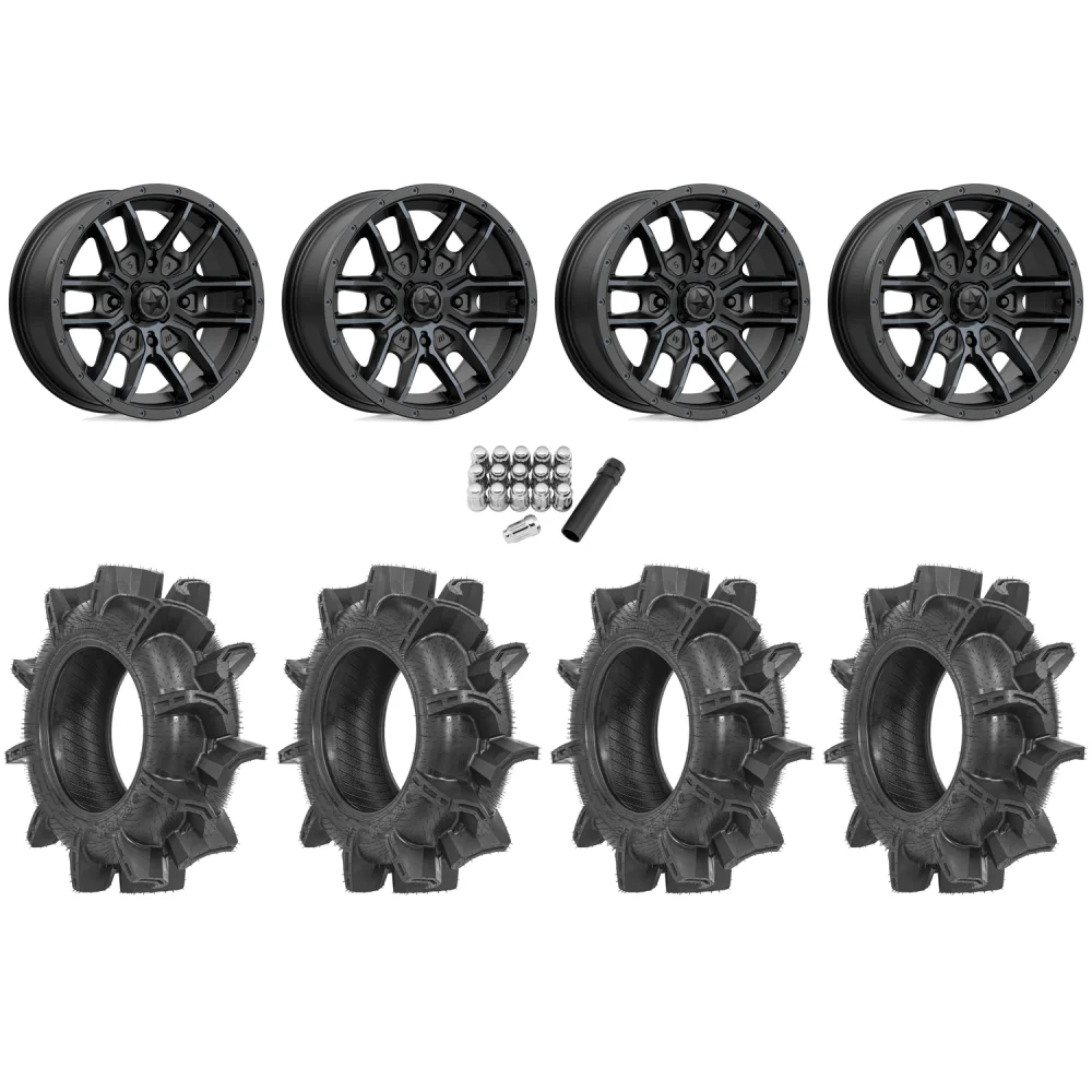 Terache Aztex XX 28x8.5-14 Tires on MSA M43 Fang Titanium Tint Wheels, complete kit