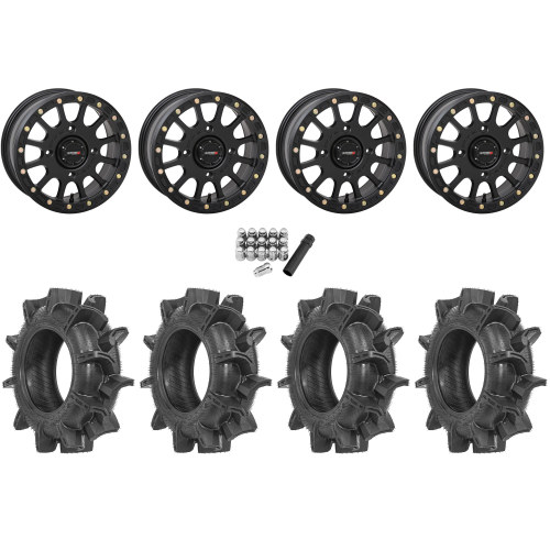 Terache Aztex XX 28x8.5-14 Tires on System 3 Offroad SB-5 Matte Black Beadlock Wheels Terache Aztex XX 28x8.5-14 Tires on System 3 Offroad SB-5 Matte Black Beadlock Wheels