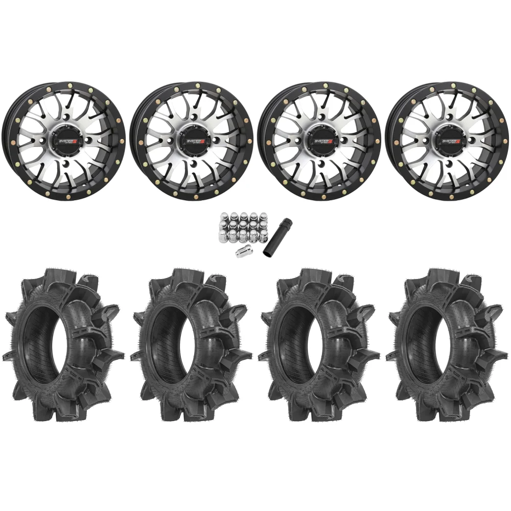 Terache Aztex XX 30x8.5-14 Tires on System 3 Offroad ST-3 Machined Wheels, complete kit