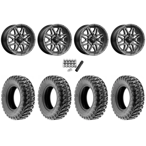 Terache Stryker 28x9-14 (8ply) Tires on MSA M26 Vibe Dark Tint Wheels