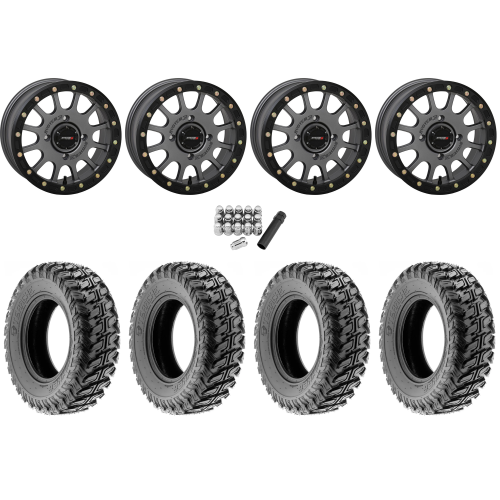 Terache Stryker 30x10-14 (8ply) Tires on System 3 Offroad SB-5 Gunmetal Grey Beadlock Wheels