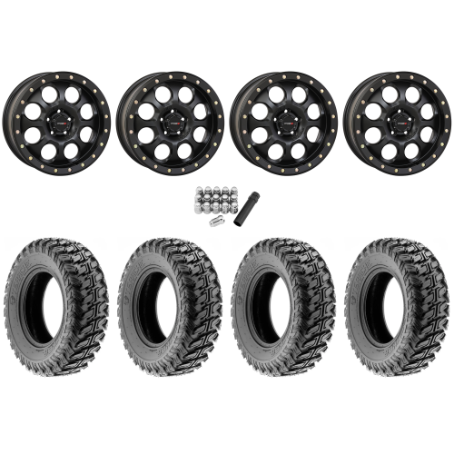 Terache Stryker 28x9-14 (8ply) Tires on System 3 Offroad SB-7 Matte Black Beadlock Wheels