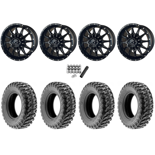Terache Stryker 32x10-15 (8ply) Tires on Frontline 762 Gloss Black Wheels