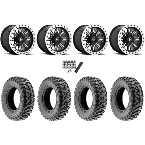 Terache Stryker 32x10-15 (8ply) Tires on Fuel Hardline Gloss Black Milled Beadlock Wheels