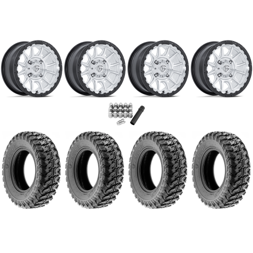 Terache Stryker 32x10-15 (8ply) Tires on Fuel Piston Hyper Silver Machined Wheels