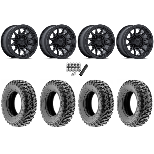 Terache Stryker 33x10-15 (8ply) Tires on Fuel Piston Matte Black Wheels