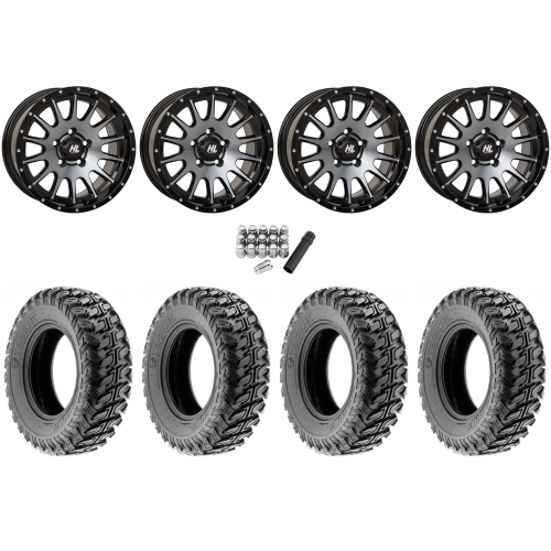 Terache Stryker 32x10-15 (8ply) Tires on High Lifter HL25 Dark Tint Grey Wheels