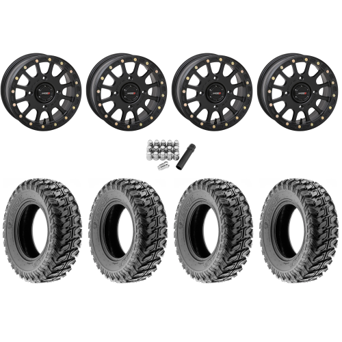 Terache Stryker 33x10-15 (8ply) Tires on System 3 Offroad SB-5 Matte Black Beadlock Wheels