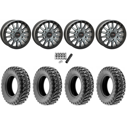 Terache Stryker 32x10-15 (8ply) Tires on System 3 Offroad SB-8 Brushed Grey Beadlock Wheels