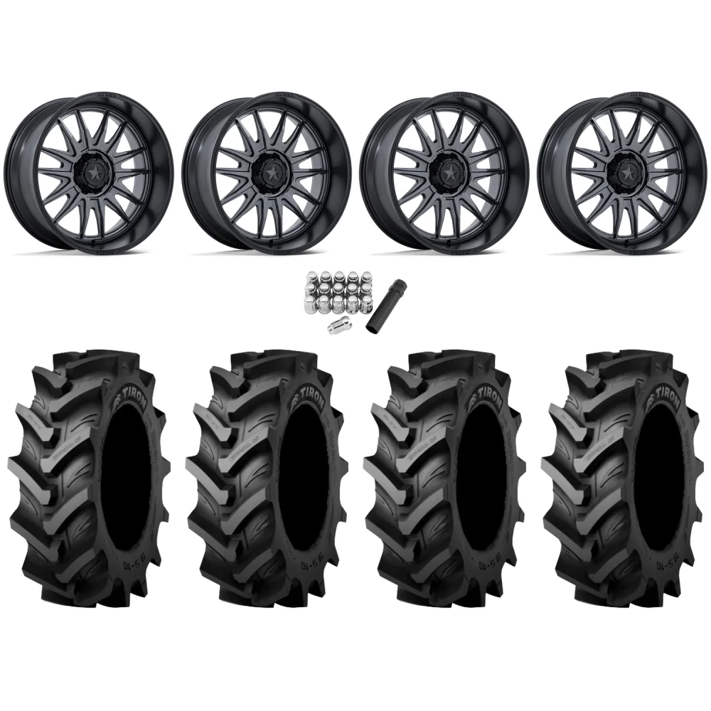 Tiron HS617 TT 46x12.4-24 Tires on MSA M55 Commander Matte Gunmetal (24x10) Wheels, complete kit