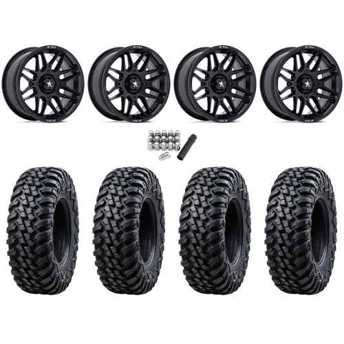 Tusk Terrabite 28x10-14 Radial Tires on MSA M52 Radar Gloss Black Wheels