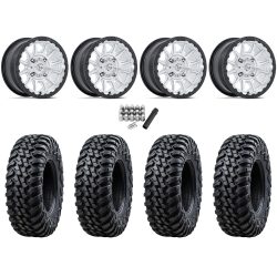 Tusk Terrabite 28x10-15 Radial Tires on Fuel Piston Hyper Silver Machined Wheels