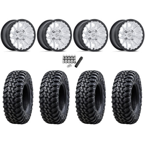 Tusk Terrabite 30x10-15 Radial Tires on Fuel Piston Hyper Silver Machined Wheels