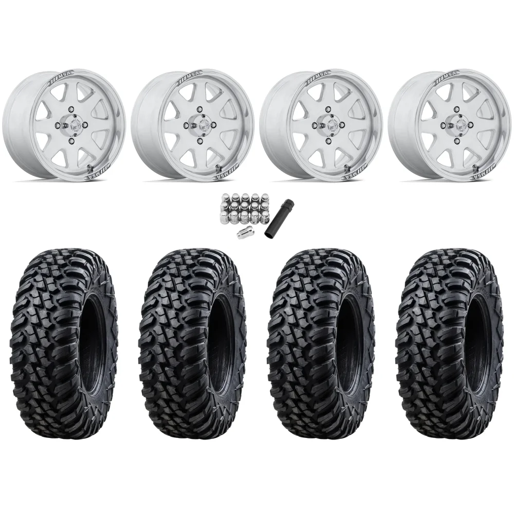 Tusk Terrabite 35x10.5-15 Radial Tires on MSA M54 Spark Polished Wheels, complete kit