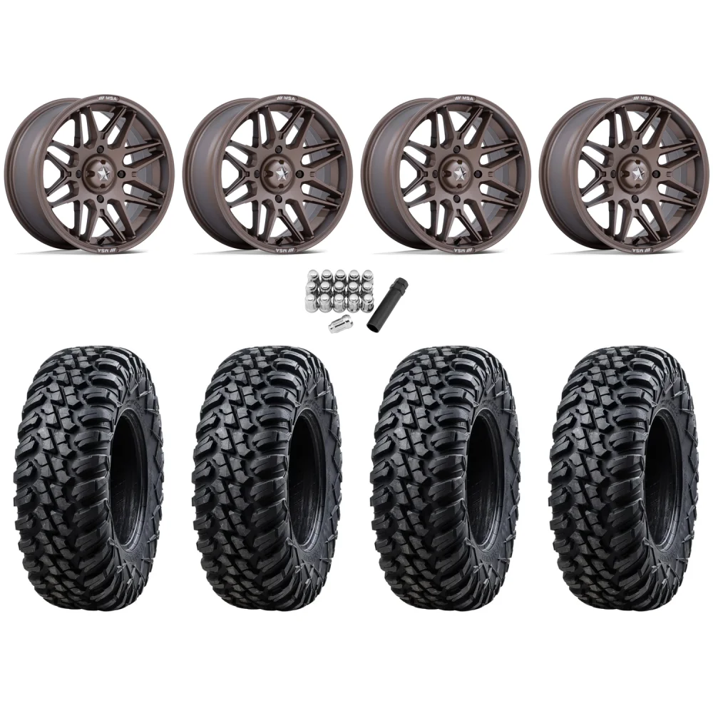 Tusk Terrabite 32x10-16 Radial Tires on MSA M52 Radar Matte Bronze Wheels, complete kit