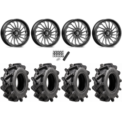 Wild Boar Razorback M/T 33x9.5-20 (6-Ply) Mud Tires on American Force K12 Shredder Black Forged Wheels
