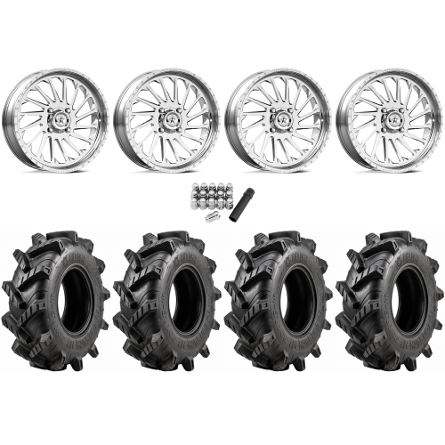 Wild Boar Razorback M/T 33x9.5-20 (6-Ply) Mud Tires on American Force K12 Shredder Polished Forged Wheels