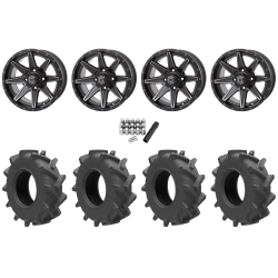 Wild Boar Razorback M/T 30x9.5-14 (6-Ply) Mud Tires on Frontline 308 Matte Dark Tint Wheels
