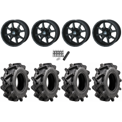 Wild Boar Razorback M/T 28x9.5-14 (6-Ply) Mud Tires on Frontline 556 Stealth Wheels