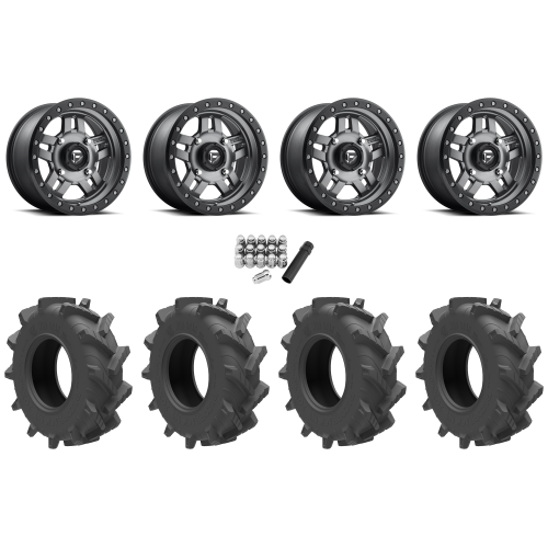 Wild Boar Razorback M/T 30x9.5-14 (6-Ply) Mud Tires on Fuel Anza Matte Gunmetal Wheels