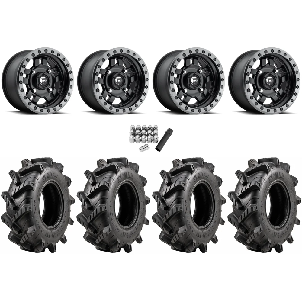 Wild Boar Razorback M/T 30x9.5-14 tires on Fuel Anza Matte Black wheels, complete kit