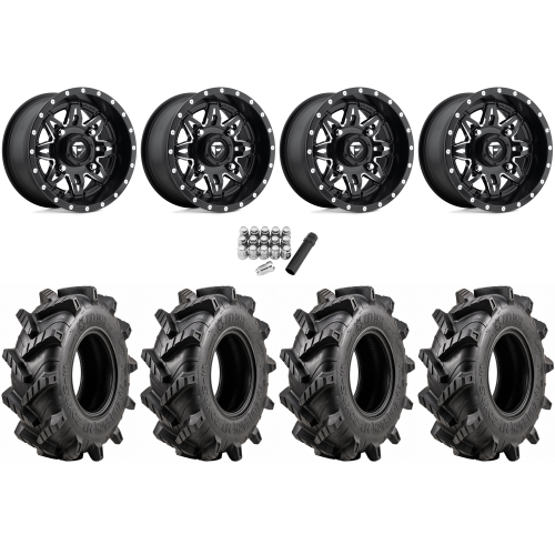 Wild Boar Razorback M/T 28x9.5-14 (6-Ply) Mud Tires on Fuel Lethal Matte Black Milled Wheels