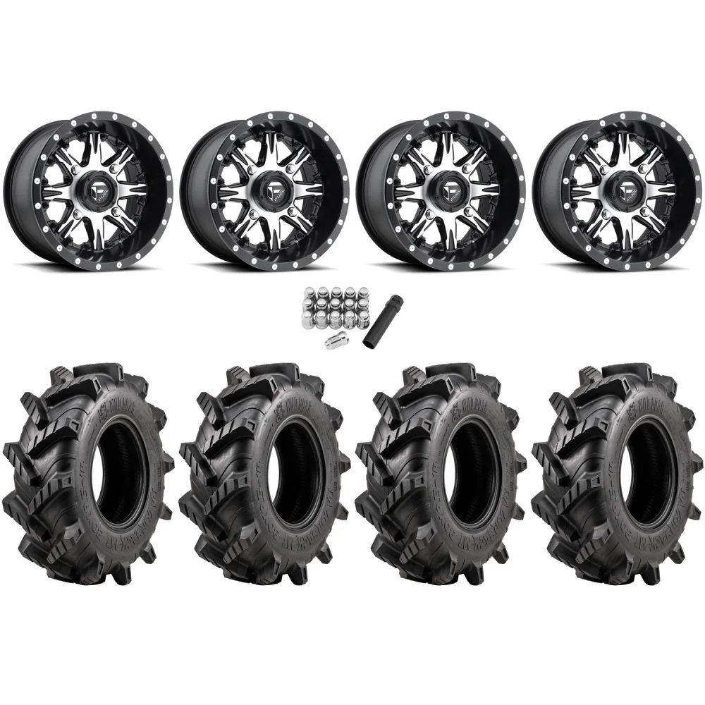 Wild Boar Razorback M/T 30x9.5-14 tires on Fuel Nutz Machined wheels, complete kit