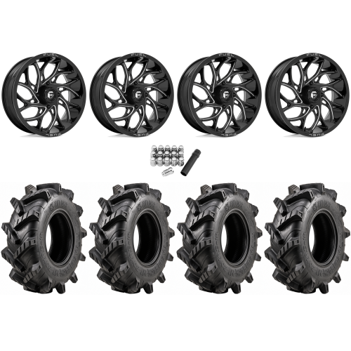 Wild Boar Razorback M/T 33x9.5-20 (6-Ply) Mud Tires on Fuel Runner Gloss Black Milled Wheels