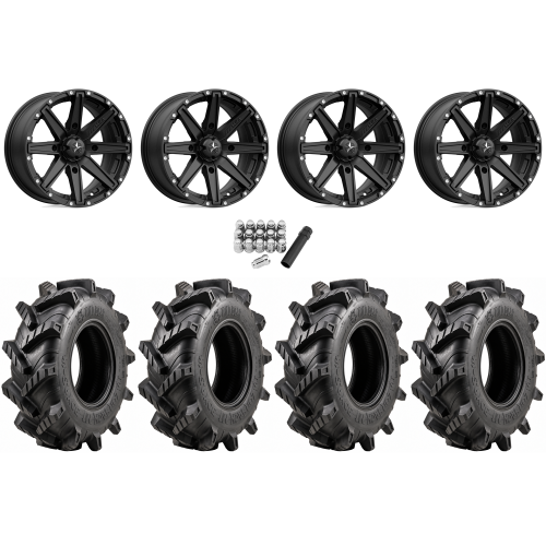 Wild Boar Razorback M/T 30x9.5-14 (6-Ply) Mud Tires on MSA M33 Clutch Satin Black Wheels