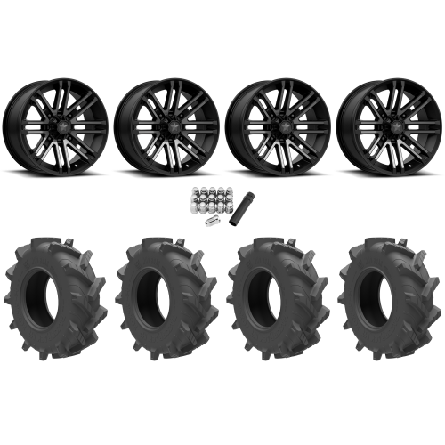 Wild Boar Razorback M/T 30x9.5-14 (6-Ply) Mud Tires on MSA M40 Rogue Titanium Tint Wheels